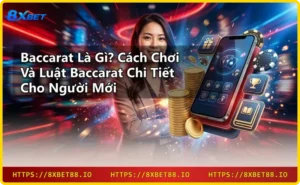 Bàn Baccarat với bài Player và Banker cùng chip vàng